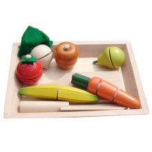 Recursos de Aprendizagem Fingir Alimentos de Madeira Sliceable Velcro Fruits Toy